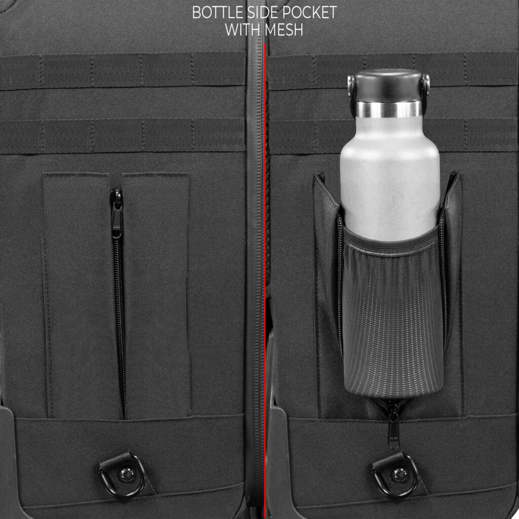 SHAPE Pro Video Camera Backpack product image showing the bottle side pocket.
